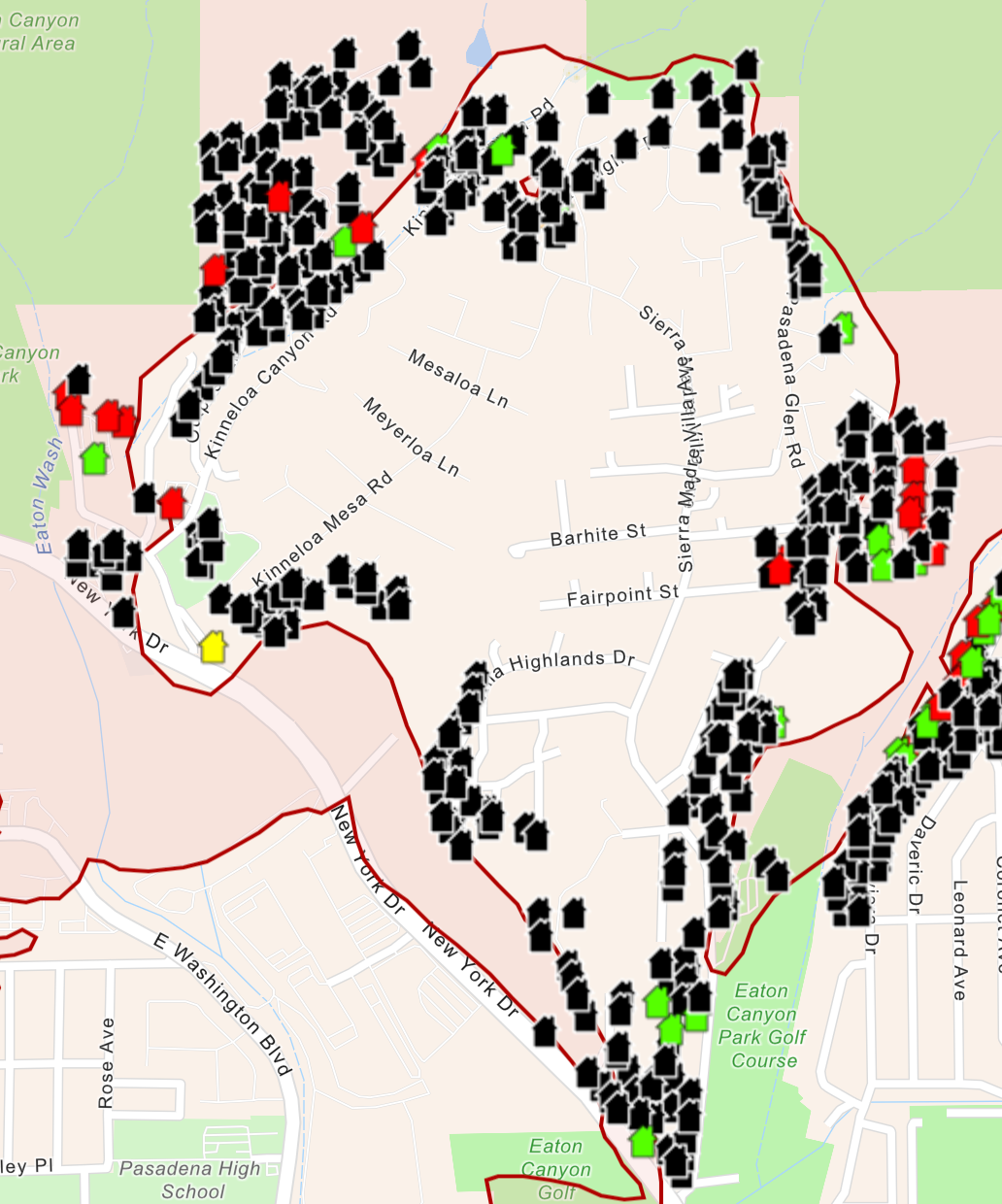 Map of homes destroyed in eaton fire los angeles ca patch